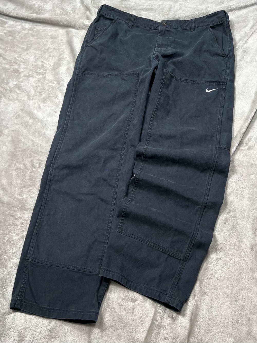 Nike Double Knee Baggy Pants Men 36x31 Black Life Double Panel Canvas DQ5179 010